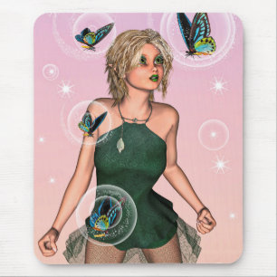 Mousepad Fada Borboleta Brilhante Arte de Fantasia