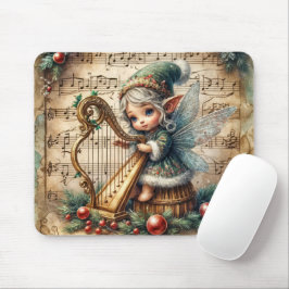 Mousepad Fada de Natal brincando de Harpa
