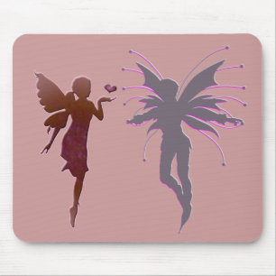 Mousepad Fada e coração de beijo vermelhos