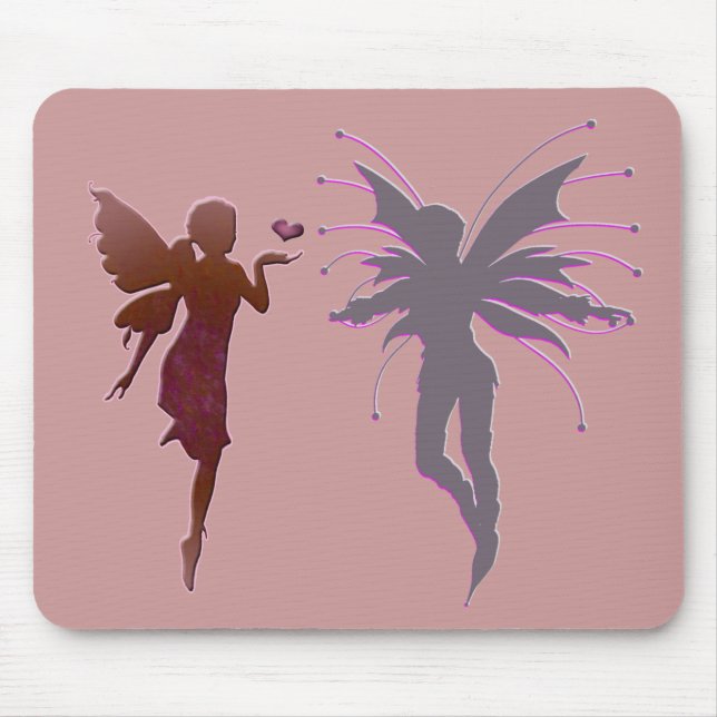 Mousepad Fada e coração de beijo vermelhos (Frente)