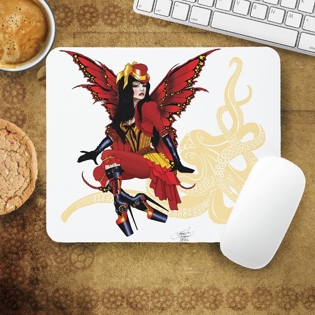 Mousepad Fada e Octopus do Steampunk Vermelho (Criador carregado)