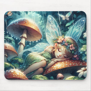 Mousepad Fada Eetérea Dormindo em um Cogumelo