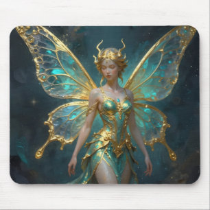 Mousepad Fada Encantada em Dourado e Turquesa