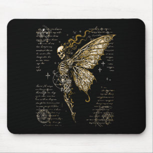 Mousepad Fada Esqueleto Mariposa Símbolos Ocultos Arte Góti