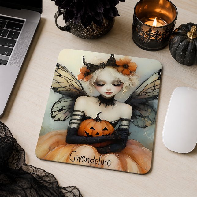 Mousepad Fada Gótica Caprichosa & Abóbora Halloween Persona (Criador carregado)