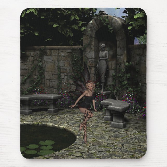Mousepad Fada gótico elegante no jardim do verão (Frente)