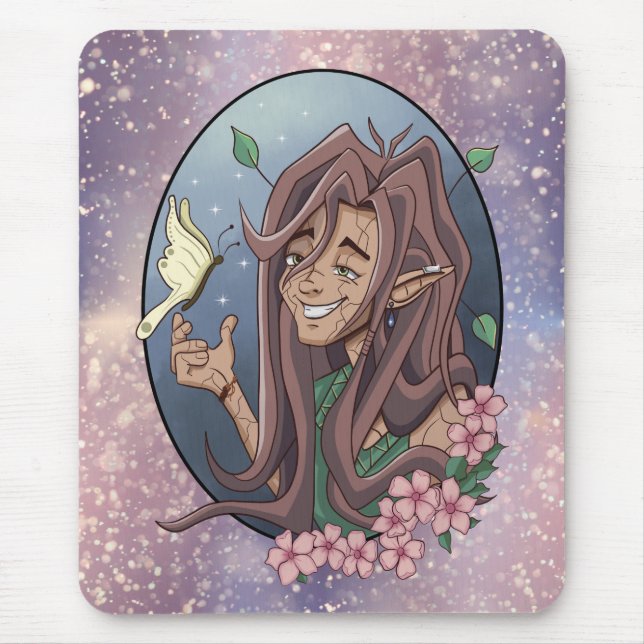 Mousepad Fada Macho Bonito E Borboleta Creme Claro (Frente)