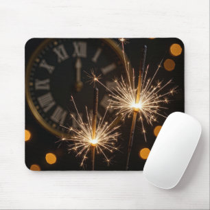 Mousepad Fagulhas de Ano Novo e Relógio de Meia-Noite