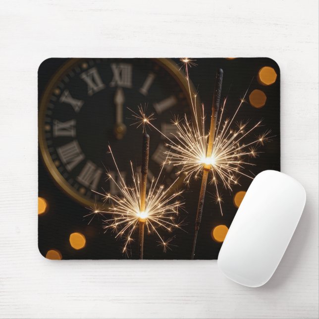 Mousepad Fagulhas de Ano Novo e Relógio de Meia-Noite (Com mouse)
