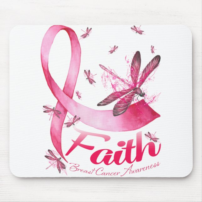 Mousepad Faith Dragonfly Cancer Sensibilização T-Shirt (Frente)