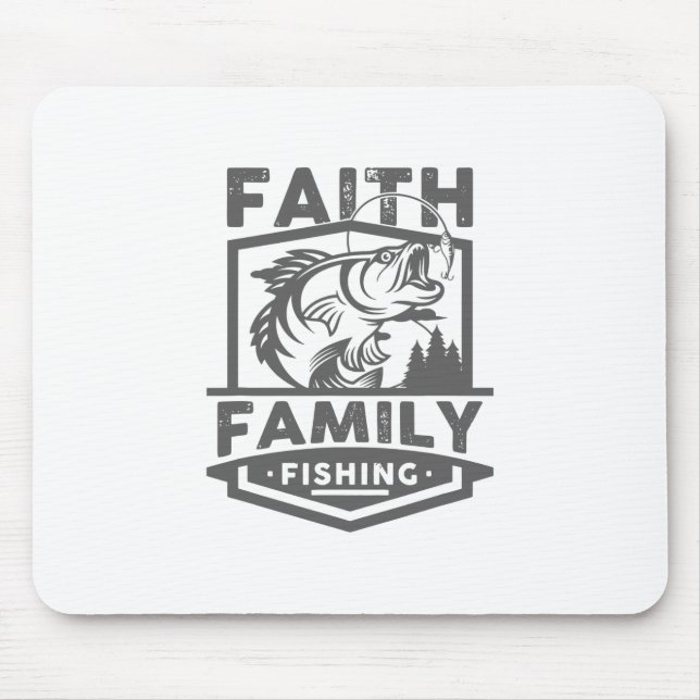 Mousepad Faith Family Fisheries cita Deus Culto Religião R (Frente)