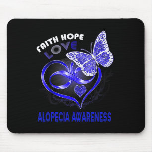 Mousepad Faith Hope ama Alopecia Conscientização Borboleta