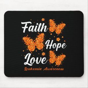 Mousepad Faith Hope ama Leucemia Sensibilização Borboleta