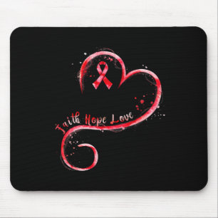 Mousepad Faith Hope Love Burgundy Ribbon Brain Aneurysm Awa