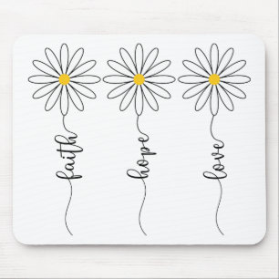 Mousepad Faith Hope Love Daisies