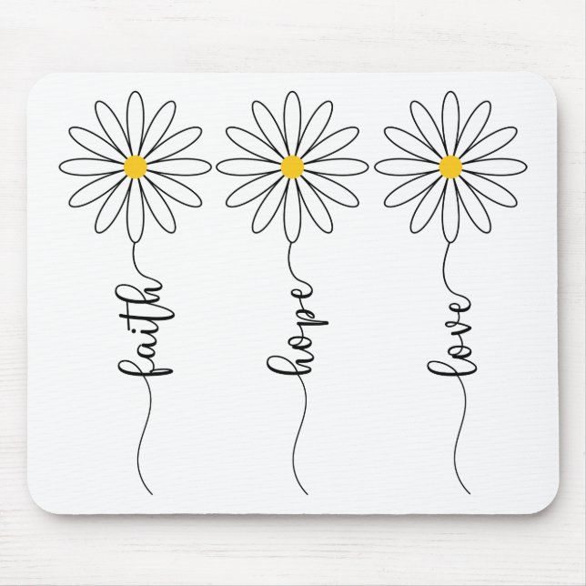 Mousepad Faith Hope Love Daisies (Frente)