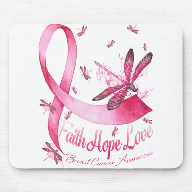 Mousepad Faith Hope Love Dragonfly Fita Breve (Frente)