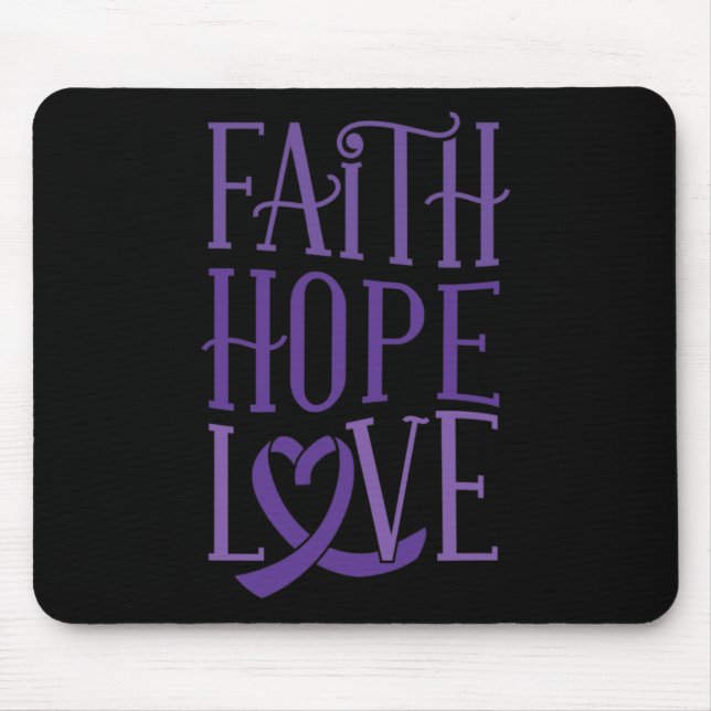 Mousepad Faith Hope Love - Fibromialgia Apoio à Consciência (Frente)