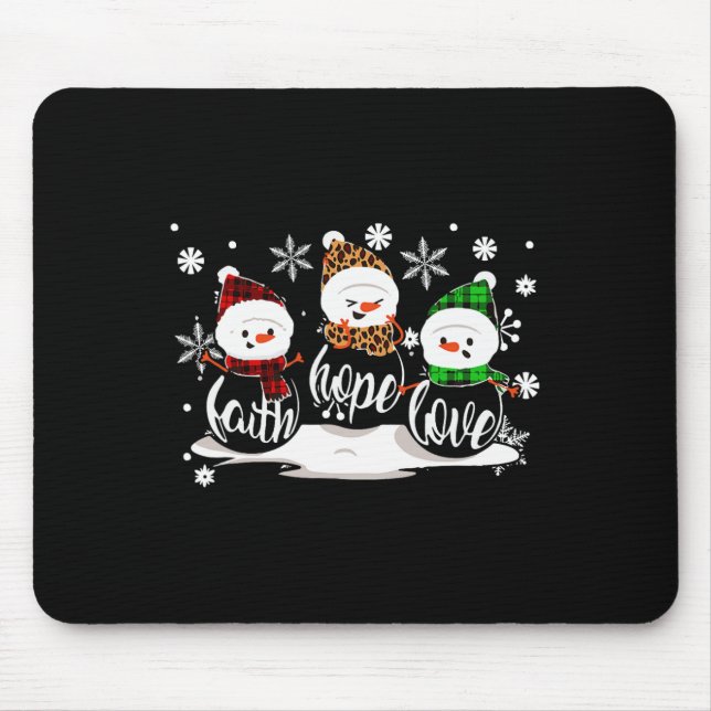 Mousepad Faith Hope Love Snowman Christmas Pajama Cute Wint (Frente)