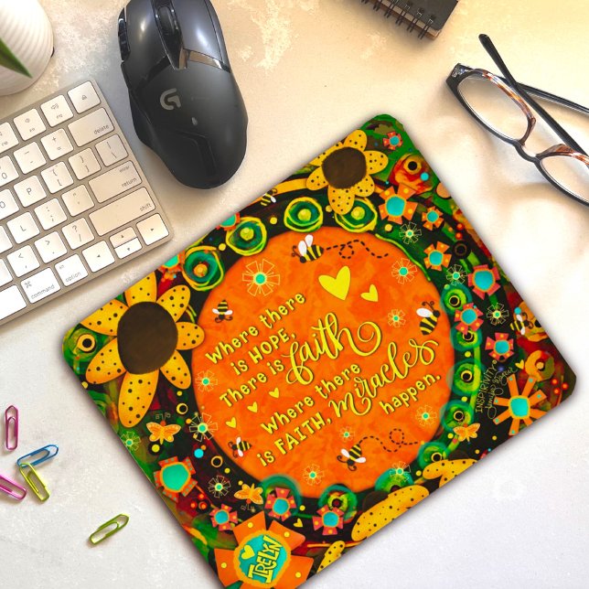 Mousepad Faith Miracle Bonito Floral Bumblebee Irelyn (Criador carregado)