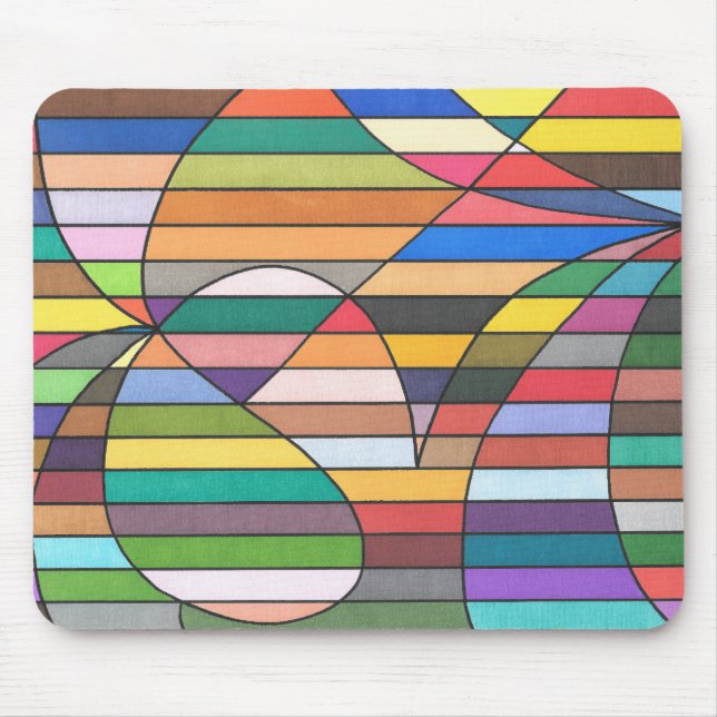 Mousepad Faixa Abstrata Multicolorida com Geometria Curva (Frente)