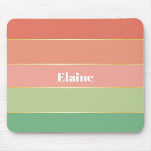 Mousepad Faixa de Cores Personalizada de Verão Verde Laranj