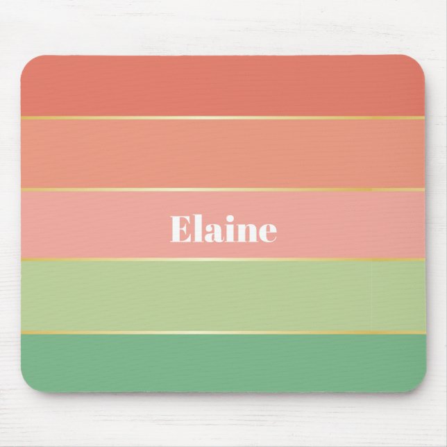 Mousepad Faixa de Cores Personalizada de Verão Verde Laranj (Frente)