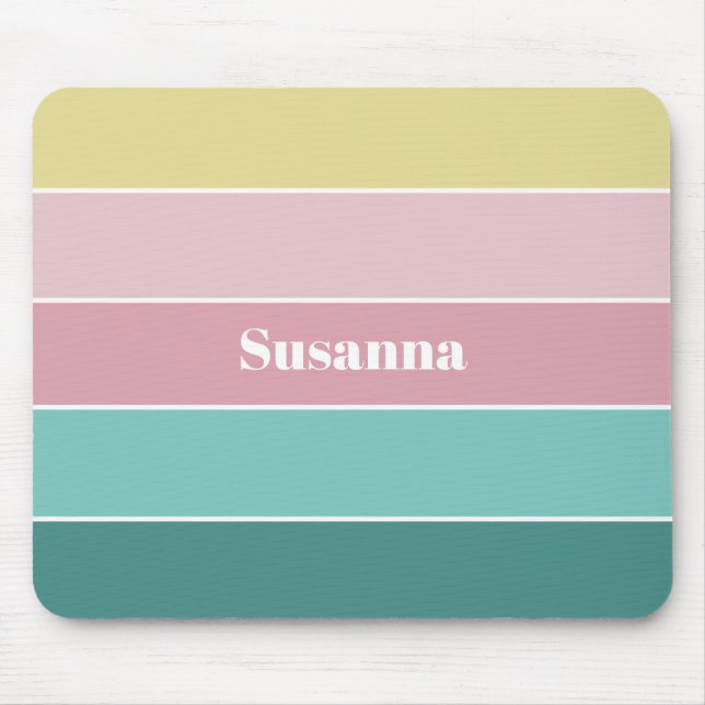 Mousepad Faixa de Cores Personalizada de Verão Verde Rosa (Frente)