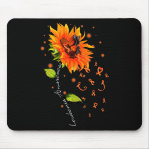 Mousepad Faixa Laranja Borboleta Girassol Leucemia Awarene