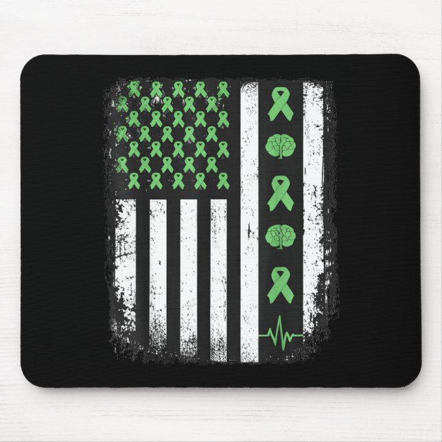 Mousepad faixa verde da bandeira americana conscientização  (Frente)