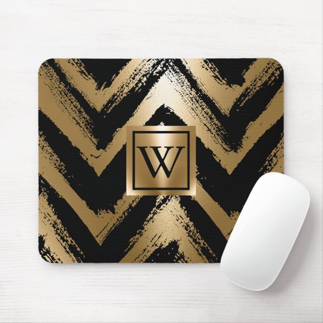 Mousepad Faixas de Pincel Pretas e Ouros (Com mouse)