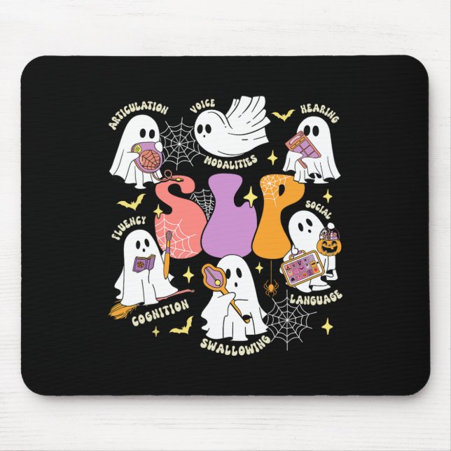 Mousepad Fala Terapêutica Spooky Slp Halloween Cute Ghost (Frente)