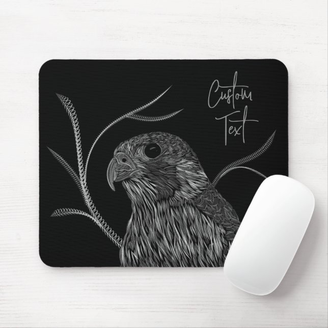 Mousepad Falcão Peregrino em Ramais de Árvore com Escrita M (Com mouse)