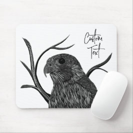 Mousepad Falcão Peregrino em Ramais de Árvore com Escrita M