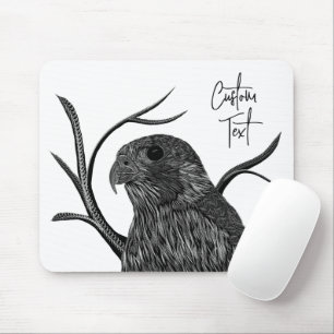 Mousepad Falcão Peregrino em Ramais de Árvore com Escrita M
