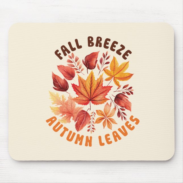 Mousepad Fall Breeze, Autumn Leaves - Folhagem Whimsical Fa (Frente)