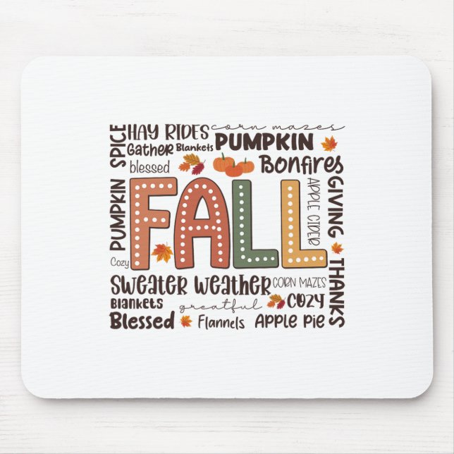 Mousepad Fall Flannels Pumpkin Season Fall Vibs Autumn Tha (Frente)