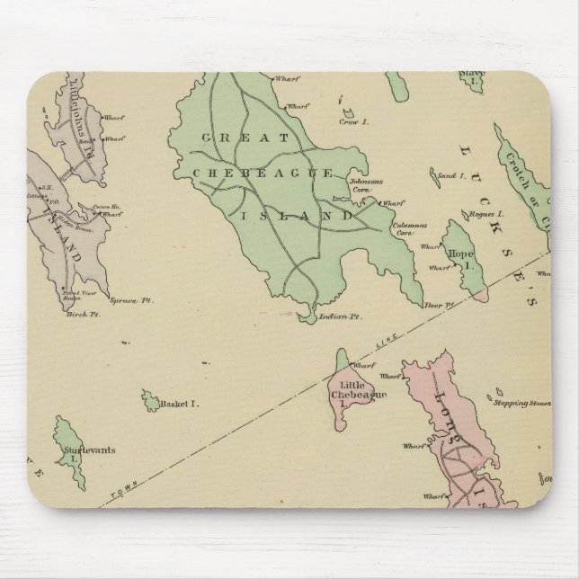 Mousepad Falmouth Foreside, ilhas adjacentes, Baía de Casco (Frente)