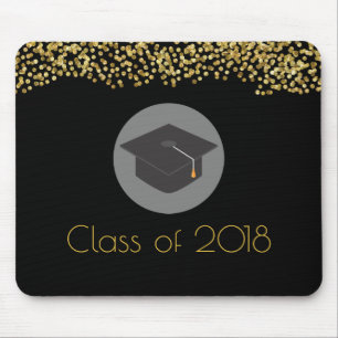 Mousepad Falso classe Dourado dos confetes & do boné de