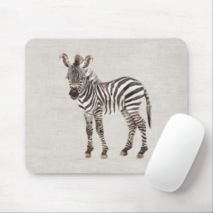 Mousepad Falso Tecido de Linho Creme Zebra Safari Animal