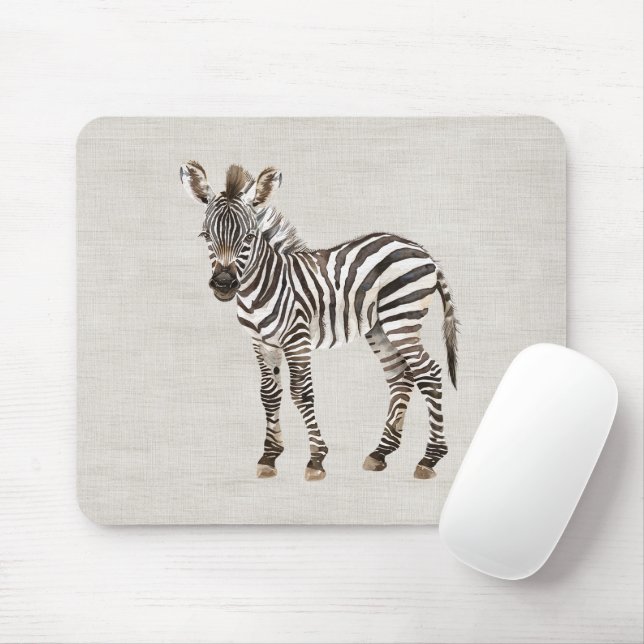 Mousepad Falso Tecido de Linho Creme Zebra Safari Animal (Com mouse)