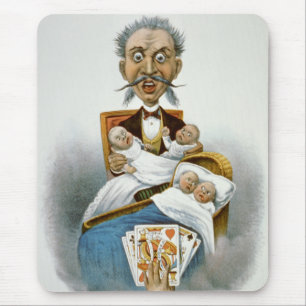 Mousepad Família Antiga, Pai com Bebês e Mão de Pôquer