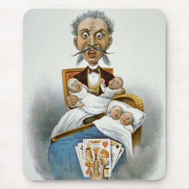 Mousepad Família Antiga, Pai com Bebês e Mão de Pôquer (Frente)