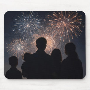 Mousepad Família Assistindo ao Show de Fogos de Artifício