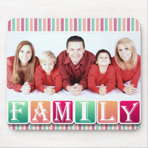 Mousepad Família Colorida Bloqueia Retrato Personalizado da