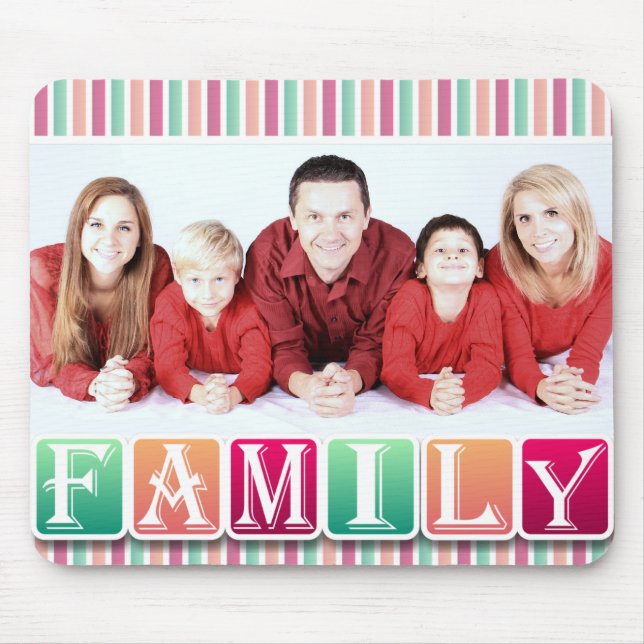 Mousepad Família Colorida Bloqueia Retrato Personalizado da (Frente)
