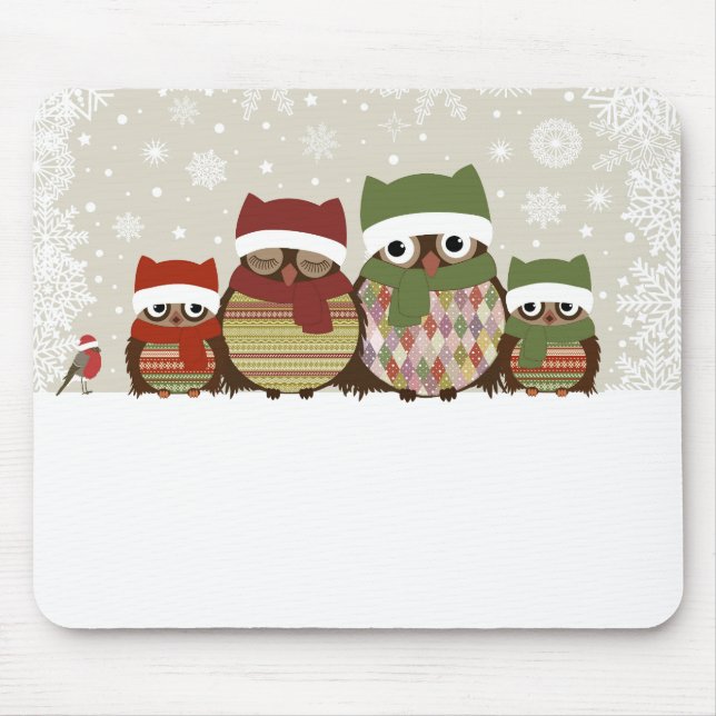 Mousepad Família de Corujas Mais Quentes (Frente)