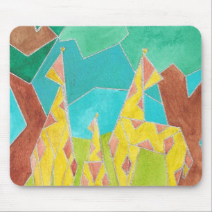 Mousepad Família de Girafas Arte Abstrata Original