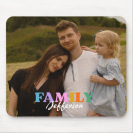 Mousepad Família minimalista de fotos com script moderno