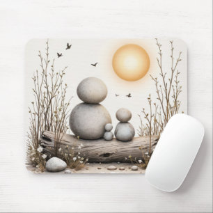 Mousepad Família Pebble Sentada em um Log
